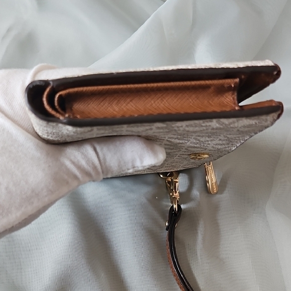 Michael Kors Beige and Brown Wristlet Clutch - Picture 9 of 12